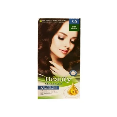 کیت رنگ مو زنانه فاقد سولفات و آمونیاک بیوتی شماره 3.0 رنگ DARK BROWN (قهوه ای تیره) حجم 80 میل