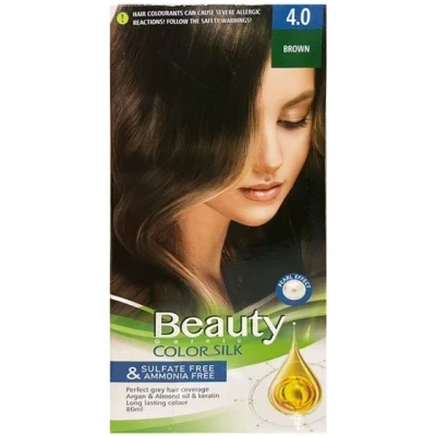 کیت رنگ مو زنانه فاقد سولفات و آمونیاک بیوتی شماره 4.0 رنگ BROWN (قهوه ای) حجم 80 میل