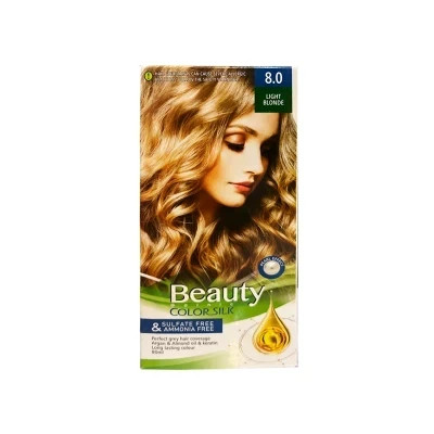کیت رنگ مو زنانه فاقد سولفات و آمونیاک بیوتی شماره 8.0 رنگ LIGHT BLONDE (بلوند روشن) حجم 80 میل
