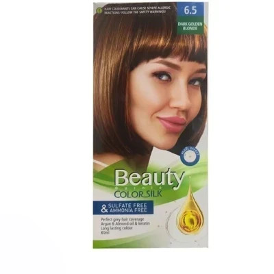 کیت رنگ مو زنانه فاقد سولفات و آمونیاک بیوتی شماره 6.5 رنگ DARK GOLDEN BLONDE (بلوند طلایی تیره)حجم 80 میل
